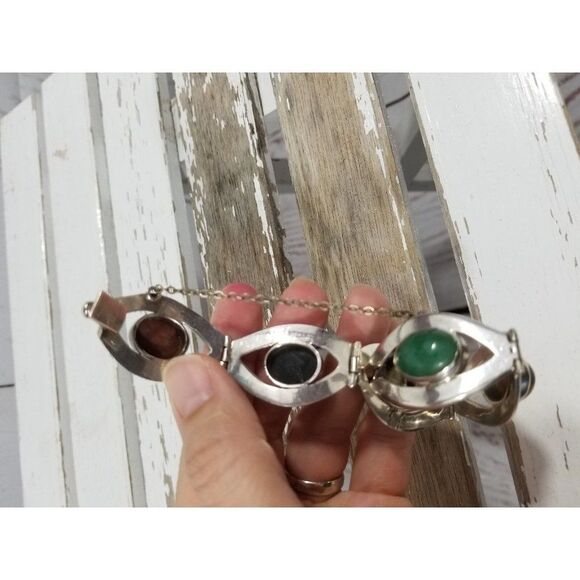 Vintage Taxaco Mexico AHC Bracelet semiprecious stone Sterling Women - Picture 9 of 10